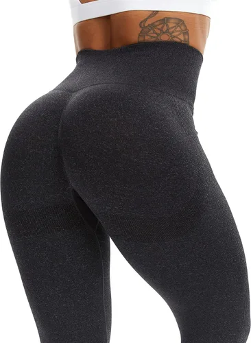 Vista 6 de SEASUM, Leggings de cintura alta con contorno de sonrisa, sin costuras, para entrenamiento, gimnasio, Yoga. Pantalones deportivos