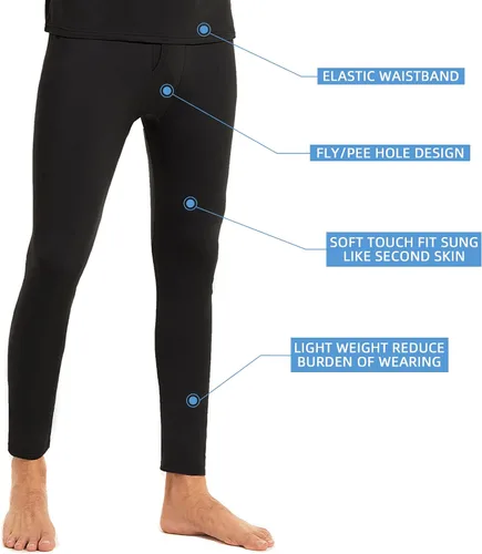 Vista 4 de Ropa interior térmica para hombre ultra suave largo con capa base con forro polar