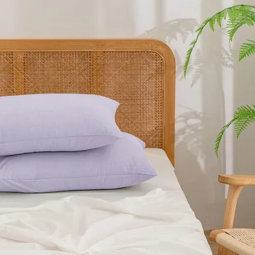 Vista 30 de BESTOUCH 100% Algodón Lavado Funda de Almohada para Cabello y Piel, Sensación de Lino, Suave, Cómoda, Transpirable, Juego de 2 Fundas de Almohada