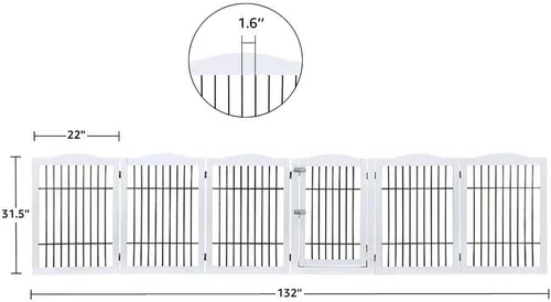 Vista 4 de BeeNbkks - Puerta extra ancha para mascotas, barrera independiente de 6 paneles para perros con puerta Heavy-Duty Wooden Indoor Playpen with Metal