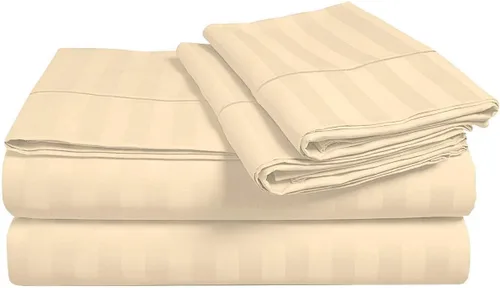 Vista 17 de Juego de sábanas y fundas de almohada de 6 piezas, 100% algodón, juego de sábanas de rayas de agua individual incluye 4 fundas de almohada, 1 sábana
