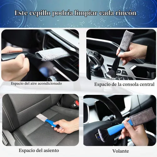 Vista 5 de Cepillo de doble cabezal para limpieza de automóvil, 1 paquete, cepillos de automóvil para detallar el interior, cepillos para detalles