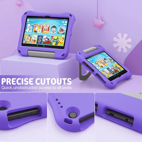 Vista 2 de Auorld - Funda ligera a prueba de golpes con asa para tableta 8 para niños (12ª generación, versión 2022/10ª generación, versión 2020), color morado
