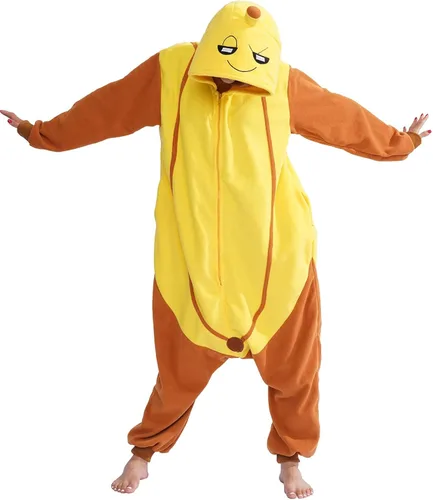 Vista 3 de vavalad Pijama de plátano para adultos, disfraz de fiesta de Halloween, Navidad, juego de rol, disfraz de cosplay para mujeres y hombres