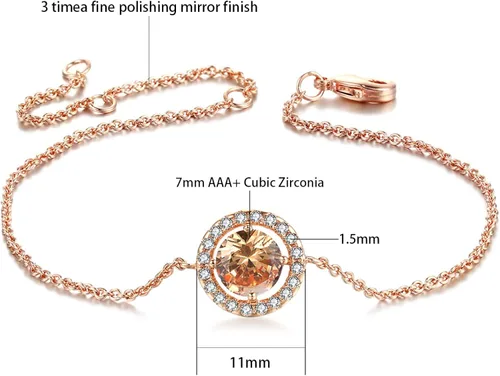 Vista 4 de TENGTENGFIT Cubic Zirconia Halo Pendant Necklace Bracelet and Stud Earrings Jewelry Set Birthday Anniversary Mothers Day Party Prom Christmas