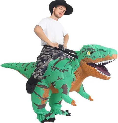 Vista 2 de Disfraces inflables de dinosaurio para adultos disfraz de Halloween de T-REX divertido disfraz de dinosaurio