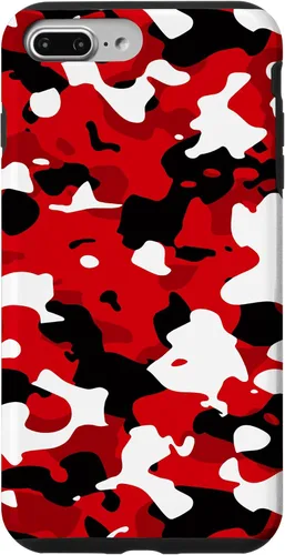 Vista 12 de iPhone 16 Negro + Blanco + Rojo Camuflaje Patrón Funda