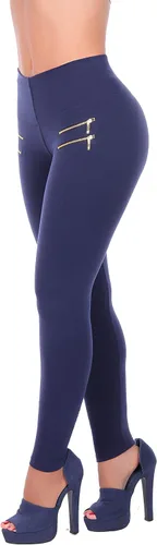 Vista 9 de Leggings de algodón para mujer con cremalleras con moldeador interno de cuerpo y levantador de glúteos, múltiples estilos 1172/Negro
