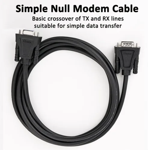 Vista 4 de DTech DB9 RS232 - Cable serie macho a hembra, cable de módem nulo, línea cruzada TX RX para comunicación de datos (10 pies, negro)