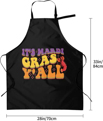 Vista 5 de LIFANGMI Adjustable It's Mardi Gras Y'all Apron For Men Women Waterproof With Pockets Bib Kitchen Cooking Chef Restaurant Aprons