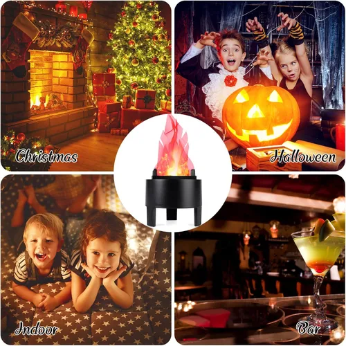 Vista 6 de ele ELEOPTION Luz LED electrónica de efecto simulado de llama de fuego falsa, sin calor base de soporte de llamas artificiales de Halloween, centro