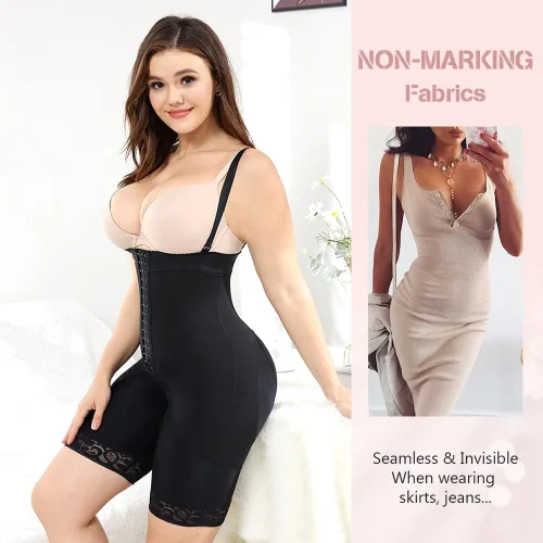 Vista 4 de M MYODRESS Faja Colombiana Fajas moldeadoras para mujer, levantamiento de glúteos, control de abdomen, moldeador de cuerpo, busto abierto