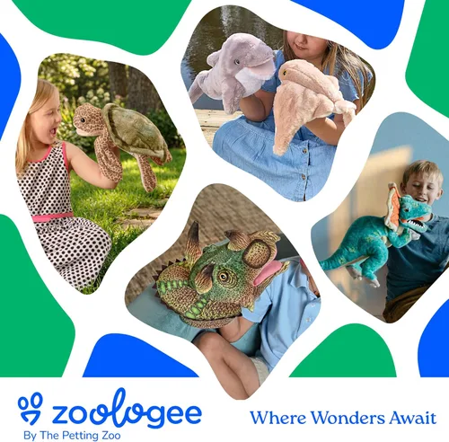 Vista 7 de The Petting Zoo T-Rex - Marioneta de peluche de mano, regalos para niños, animales títeres, zoologee de dinosaurio interactivo, juguete de peluche