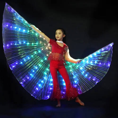 Vista 4 de HOTBEST Alas LED ISIS, alas de danza del vientre, alas de mariposa LED coloridas iluminadas, alas de baile de ángel brillante con palo telescópico