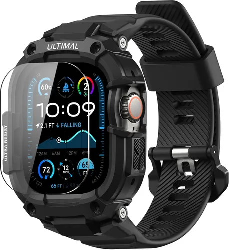 Vista 23 de ULTIMAL Correa resistente compatible con Apple Watch Band de 1.614 pulgadas, 1.575 pulgadas, SE3 SE2 SE Series 9/8/7/6/5/4 con funda, correa a