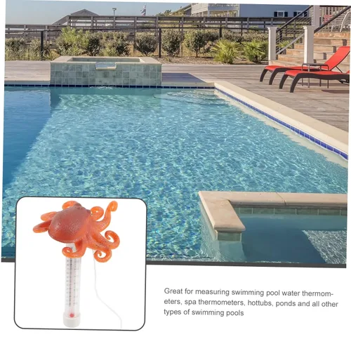 Vista 3 de POPETPOP Floating Water Thermometer for Pool and Bathtub Cartoon Octopus Design Accurate Bath Water Temperature Measuring Tool for Spas Aquariums
