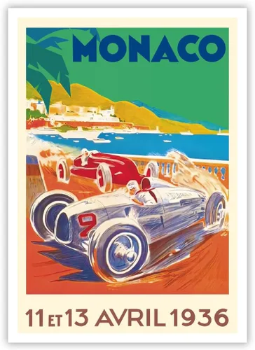 Vista 7 de Juego de 6 pósteres de carreras de autos vintage, sin marco, arte de pared clásico de carreras de automóviles por Géo Ham, Turner, Beligond