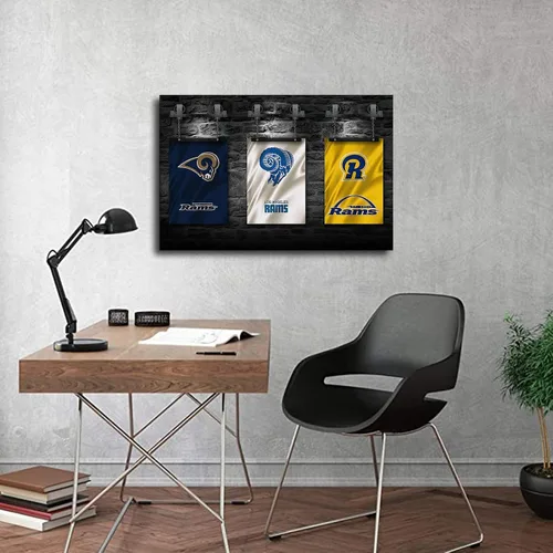 Vista 3 de Póster de fútbol americano de Los Angeles City Rams en lienzo impreso para decoración de pared, arte de sala de estar, póster para dormitorio, sala