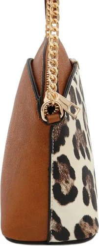 Vista 3 de FashionPuzzle Bandolera pequeña con estampado de leopardo con correa de cadena