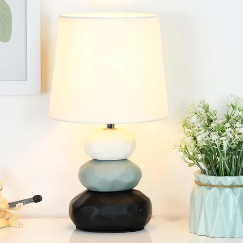 Vista 4 de BERO - Lámpara de mesa pequeña blanca para sala de estar como lámpara de mesita de noche para dormitorio, lámpara de mesa moderna de cerámica