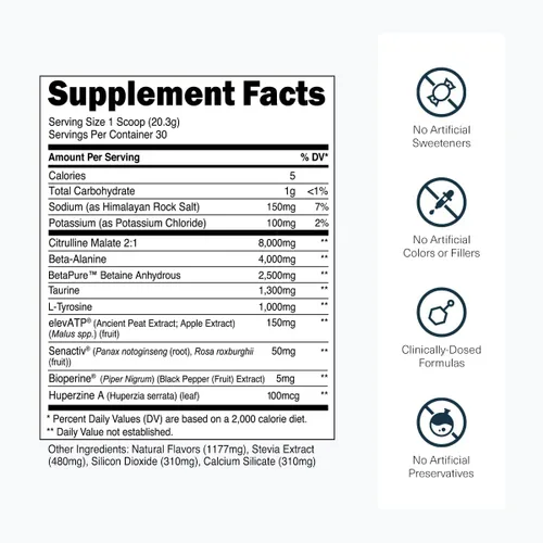 Vista 4 de Transparent Labs Pre-entreno Sin Estimulantes – Polvo de Pre-entreno Sin Cafeína y Sin Estimulantes para Hombres y Mujeres con Polvo de Beta