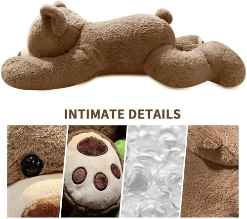 Vista 4 de Fiosnow Animales de Peluche con Peso para Adultos Oso Marrón 3.5 libras 24 pulgadas Animales de Felpa con Peso para Niños Almohada Decorativa