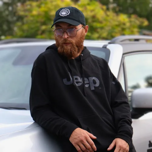 Vista 2 de Jeep - Sudadera con capucha y texto para hombre, con bolsillo frontal, color negro, Negro