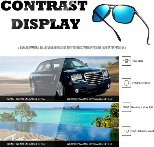 Vista 5 de Gafas de sol polarizadas estilo aviador retro caliente para hombre