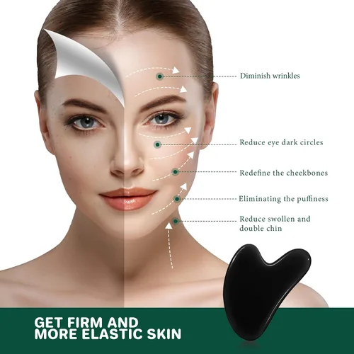 Vista 2 de Gua Sha - Herramienta facial de guasha, piedra de jade natural para terapia de acupuntura de spa, tratamiento de punto de activación, alivia