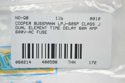 Vista 4 de Nuevo COOPER BUSSMANN LPJ-60SP Clase J Doble Elemento 60A 600V-AC Fusible B400598