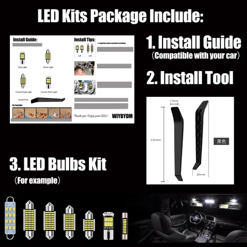 Vista 3 de Kit de luces LED interiores blancas para Dodge Charger 2011 2012 2013 2014 2015 2016 2017 2018 2019 2020 2021 2022 superbrillantes 6000 K luces