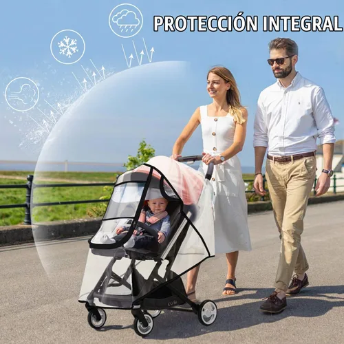 Vista 6 de Funda de lluvia para cochecito y mosquitera para cochecito de bebé (juego de 2 piezas), accesorio universal para cochecito, impermeable, protección