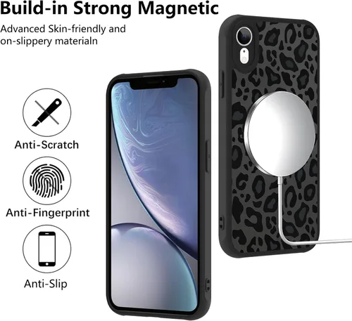 Vista 185 de KANGHAR - Funda compatible con iPhone 11, diseño de leopardo negro, textura de neumático antideslizante, a prueba de golpes, funda protectora