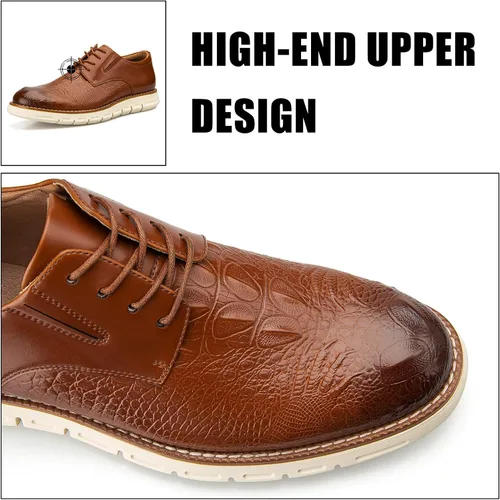 Vista 2 de JITAI Zapatos de vestir Oxford casuales para hombre, zapatos de moda de negocios con cordones para hombres