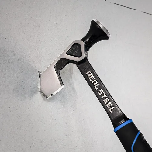 Vista 5 de REAL STEEL Martillo para paneles de yeso 14 Oz Hacha de techo de una pieza forjada cara fresada Drywall Ax herramienta de tablero de pared 0521