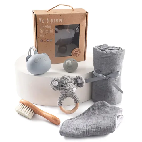 Vista 12 de EERKEOD Set de regalo para bebé recién nacido, juego de baño esencial para bebé recién nacido con manta de bebé, sonajero para bebé, regalo