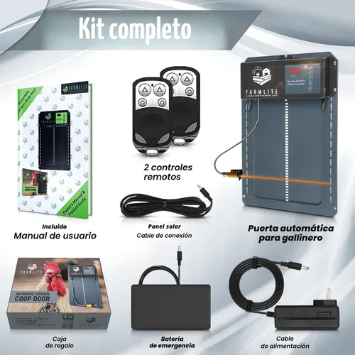 Vista 5 de FarmLite Abridor automático de puerta de gallinero Puerta automática de pollo sin batería Puerta automática de gallinero con temporizador y Negro