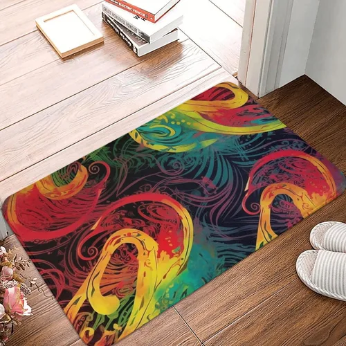 Vista 9 de Tapete para puerta delantera, tapete de bienvenida con estampado floral azul y blanco, absorbente, antideslizante, tapete de entrada suave, alfombra