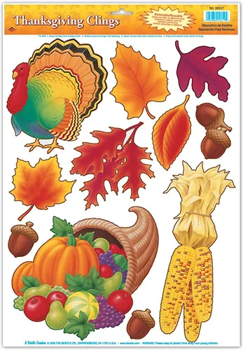 Vista 4 de Paquete de adhesivos de otoño, decoración de accesorios para fiestas de ventanas y espejos