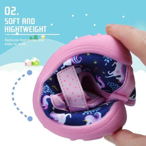 Vista 5 de FANTURE Zapatos de agua para niños y niñas, sandalias lindas para playa, natación, piscina, parque acuático, tenis acuáticos para niños pequeños