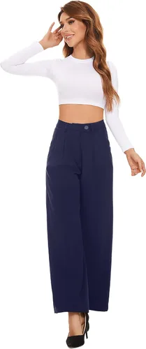Vista 6 de FUNYYZO Pantalones de trabajo para mujer Pantalones de vestir casuales de oficina de negocios Pantalones con bolsillos 2023_