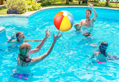 Vista 5 de 90shine Paquete de 7 flotadores de piscina en forma de dona: flotadores inflables y bolas de playa, tubos flotantes y juguetes para niños y adultos