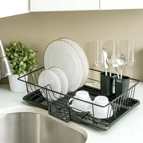 Vista 5 de Home Basics Juego de escurridor de platos, 3 piezas., No aplica, Negro, L