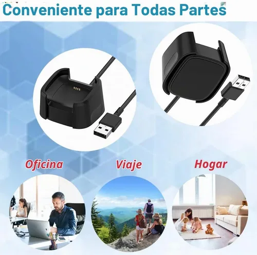 Vista 6 de Cargador para Fitbit Versa 2, cable de soporte de carga USB de repuesto para reloj inteligente Fitbit Versa 2