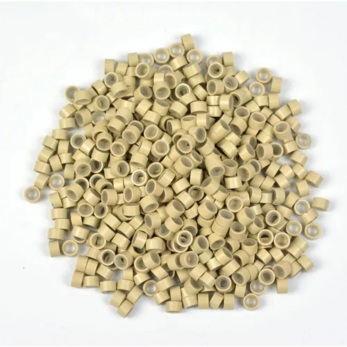 Vista 6 de 500 cuentas de micro anillos forradas de silicona de 0.197 in para extensiones de cabello con punta I (negro)