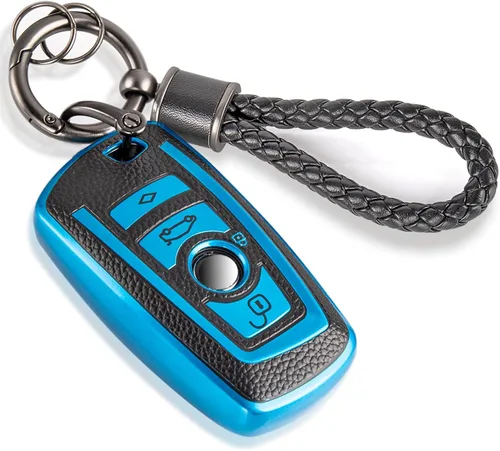 Vista 11 de para llavero de Cadillac con funda de TPU con superficie granulada y cuerda trenzada metálica, funda de llavero mejorada para 2020 en adelante CT4