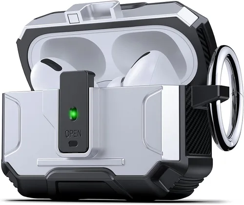 Vista 29 de DASFOND - Funda de armadura para AirPods de 2ª y 1ª generación, carcasa de cuerpo completo de grado militar a prueba de golpes, soporte de carga