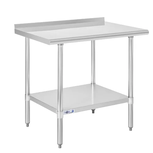 Vista 16 de Profeeshaw mesa de trabajo, de uso comercial, de acero inoxidable NSF con protector contra salpicaduras y estante inferior, para cocina, restaurante