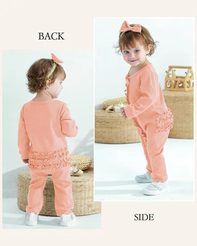 Vista 4 de Mikrdoo Ropa de niña recién nacida, ropa de bebé para otoño e invierno, trajes de manga larga, mameluco de 0 3 6 12 meses