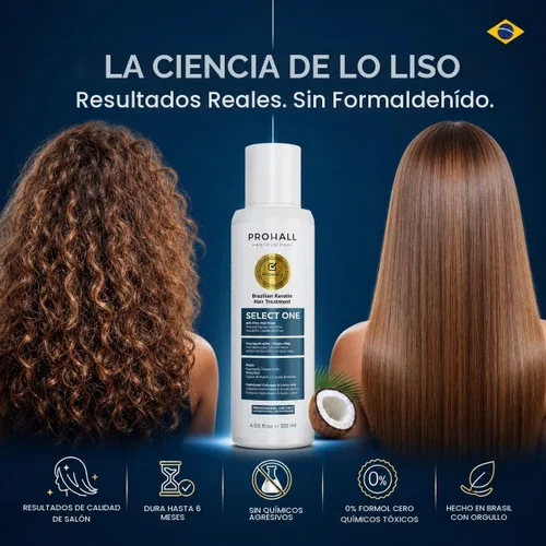 Vista 3 de Tratamiento de queratina brasileña Complejo de soplado-PROHALL SELECT ONE 4.05 oz - Tratamiento capilar de queratina sin formaldehído en casa-Para